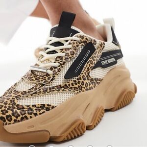 Steve Madden Tan and Black Leopard Sneakers